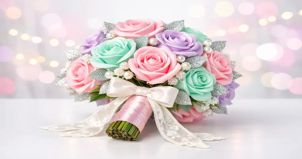 Ramos de 15 años modernos con flores artificiales personalizadas y detalles de brillo